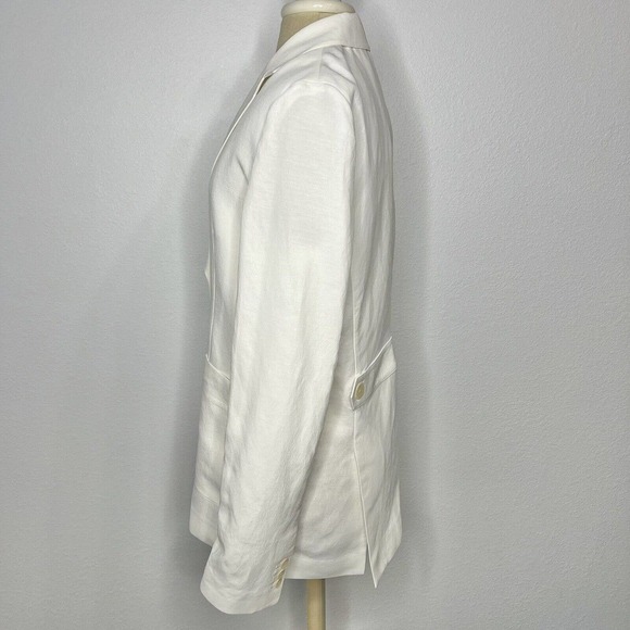 The Author White Linen Blend Le Single Relaxed Fit Blazer Jacket Sz S NWT - Picture 8 of 16